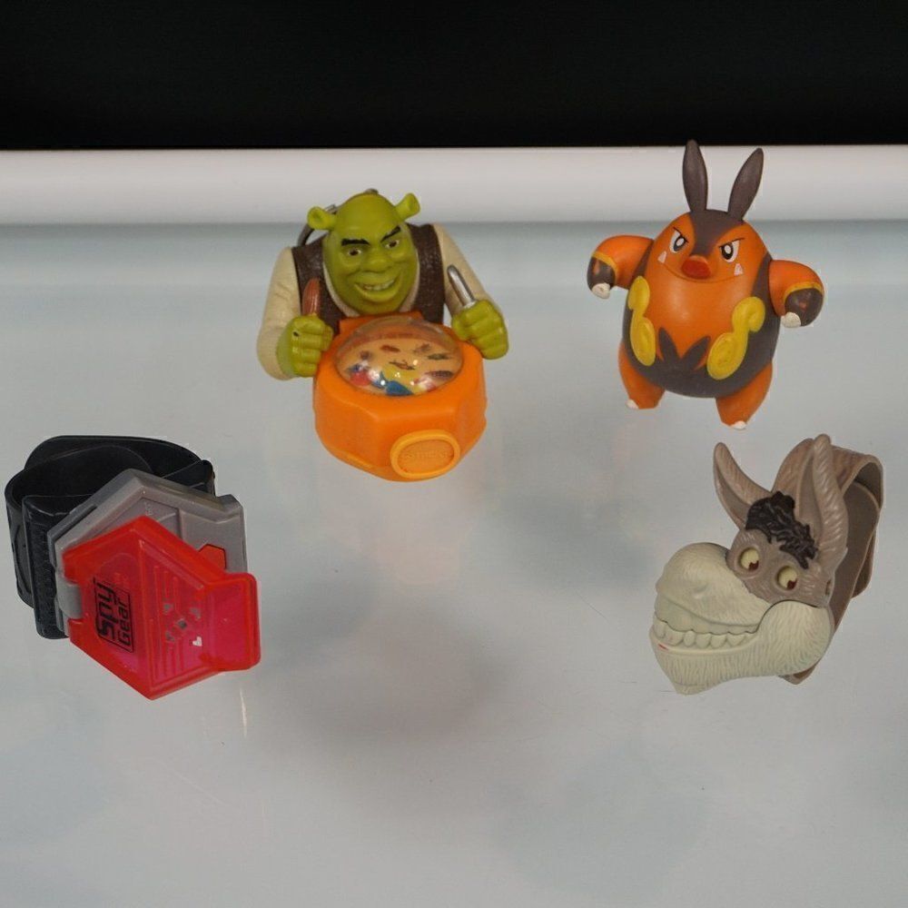 McDonalds Burger King Happy Meal Toys Shrek Pokemon Pignite Donkey Spy Gear